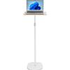 AKOZLIN Supporto regolabile in altezza per laptop (45-122 cm) e tavolo da letto, vassoio portatile in legno per casa e ufficio, bianco