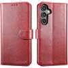 Lensun Cover in Pelle Vera per Samsung Galaxy A55- Vino Rosso | Custodia in Vera Pelle [RFID Blocking] Libro con Portafoglio Chiusura Magnetico Flip Custodie Cuoio
