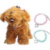 RayMinsino 2 collane con perle per animali domestici, con ciondolo a forma di cuore, per chihuahua e cane, accessori per costume da sposa, colore: rosa e blu