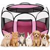 Qnbonrich Recinto pieghevole per cuccioli, 74 x 74 x 43 cm, per la casa, box pieghevole per cani, gatti, conigli, interni ed esterni (rosa)
