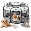 Qnbonrich Recinto pieghevole per cuccioli, 74 x 74 x 43 cm, per la casa, box pieghevole per cani, gatti, conigli, interni ed esterni (grigio)