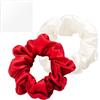 Annauiy Seta Scrunchies, 100% Seta di Gelso, 16 Mamme, 2 Pezzi, Elastici per Capelli per Donne e Ragazze, Larghezza 3,5 CM, Rosso, Bianco