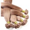 Hair2Heart 25 x 0.5g Extension Capelli Veri Cheratina - 50cm, Colore #12 Marrone Chiaro, liscio