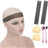 YTBYT 2 fasce per parrucca in silicone traspirante, antiscivolo, elastico con impugnatura per parrucca, con cuffia per parrucca, spazzola per capelli per parrucca fissa (nero)