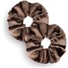 Leirinik Velvet Scrunchie castano marrone confezione da 2 pezzi - 14 cm - elastici per capelli di alta qualità in 100% poliestere - effetto velluto per donne e ragazze - tutti i tipi di capelli