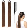TLDBATICE 2 extension per capelli a coda di cavallo, capelli veri e propri capelli con pettine per donne, per uso quotidiano, feste, cosplay, colore marrone chiaro