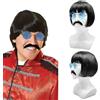 UILYNIU 3 Pezzi Nero Parrucca Baffi Occhiali da Sole Hippie Anni 70 Costume Set per Costumi in Maschera Feste Carnevale Halloween (Nero)