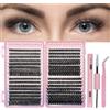 VEGCOO 576 Ciglia finte individuali D Curl 60-80-100-120D 8-16mm, ciglia Estensione professionale con strumenti, cluster Lashes ad alta densità