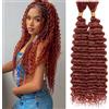Samtress 18 Inch Deep Wave Bulk Braiding Hair 2 Bundles 160 g Copper Red Deep Wave Synthetic Curly Hair for Boho Braids Hair Extensions for Women(#350)