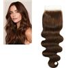 Larafona Capelli veri capelli umani ondulati con chiusura in pizzo marrone medio 4# brasiliano vergine Remy Hair Closure con capelli da 30 cm