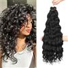 MLETULIPS Extensioni per capelli intrecciate a crochet ricci, onde profonde, capelli a onde oceaniche, morbidi capelli sintetici a onde d'acqua, intrecciati in stile bohémien per donne (1B, 40,6 cm