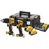 DeWALT DCK2050E2T-QW Cordless Combo Pack Drill, Impact Wrench, 18 V, 1.7 Ah Power Stack Batteries