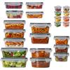 Wintem - Contenitori Ermetici per Alimenti Multimisura Set 24 Pezzi per Frigo e Dispensa, in Plastica PP con Etichette e Penna, Impilabili Salvaspazio per Meal Prep e Conservazione Fresca