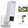 Netatmo Telecamera di sorveglianza esterna intelligente con sirena da 105 dB, WiFi, illuminazione integrata, rilevamento del movimento, visione notturna, senza abbonamento, bianca, NOC-S-W-DE