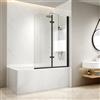 EMKE Parete doccia per vasca da bagno, colore nero, 110 x 140 cm, 2 pezzi, pieghevole, per vasca da bagno, doccia, vasca da bagno da 6 mm, vetro di sicurezza