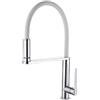 GRIFEMA DOVER-G14102B Rubinetto Cucina LED Semi-Professionale con Luce a Led Incorporata, Miscelatore per Lavello Estraibile (G3/8 Pollici) con Beccuccio Flessibile, Cromo/Bianco