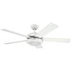 Westinghouse Lighting 78017 Comet 132 cm ventilatore a soffitto per interni a cinque pale, finitura bianca con vetro effetto ghiaccio