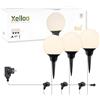 Xelloo® Set di illuminazione da giardino ROZ, 12 Volt, 3 pezzi apparecchi di design 1W LED bianco caldo con picchetto di terra, impermeabile (IP44) e con pratico collegamento scorrevole