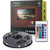 Integral Striscia LED USB da 2 m per TV o schermo da 32-58, retroilluminazione RGB Plug & Play, cambia colore, dimmerabile con telecomando a infrarossi, colore e luminosità regolabili