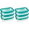 Amazon Basics Set di 6 contenitori ermetici per alimenti da 1.2 litri, con coperchio, in plastica senza BPA, adatti per frigorifero, congelatore, microonde e lavastoviglie, trasparenti