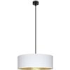Sotto Luce Akai Glamour - Lampada a sospensione a 1 luce, in tessuto bianco/oro, 1,5 m, cavo in tessuto nero, rosetta da soffitto nera, 1 x E27, ø 45 cm