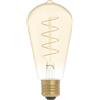 BeBulbs Lampadina LED Carbon Line Edison ST64 (E27, 4 W, 250 lm, 1800 K, vetro dorato, dimmerabile) - Filamento a spirale - Luce calda ambrata e duratura