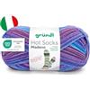 120 Gründl Lana Hot Socks Madena 4 strati - Lana per calzini per 1 paio di calzini - Filato per calze - Morbido e delicato sulla pelle - 75% lana vergine 25% poliammide - 1 gomitolo 100 g/420 m - spessore