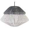 LUSSIOL Anoki, Lampadario a Sospensione in Rattan, 40 W, Grigio/Bianco, Ø 45 x H 33 cm