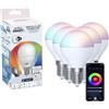 NITYAM SMART Set di 5 lampadine a LED connessa sferica 4.9W 470 Lumen attacco E14 - Colore di illuminazione multicolore (RGB) + Cambio bianco (CCT) - Angolo di illuminazione 220°