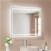 EMKE Specchio da bagno con luce LED, 60 x 50 cm, anti-appannamento, interruttore tattile, specchio da bagno bianco freddo regolabile, funzione di memoria, spegnimento automatico dopo 3 ore, specchio