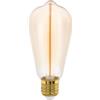 Eglo Lampadina LED E27 a intensità variabile, dimmerabile tramite interruttore, lampadina vintage, color ambra, 2 watt, 100 lumen, luce bianca calda, 1800 K, lampadina Edison ST64, Ø 6 cm