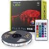 Integral Strisce LED da interno 5 m RGB con adattatore spina UE e controller IR, Plug & Play, variazione di colore, dimmerabile - Colore e luminosità regolabili - Luce LED adesiva
