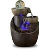 Zen Light Zen'Light - Fontana da interni Malla Cascade - Vaso da parete d'acqua effetto pietra naturale con luce LED colorata - Decorazione per interni Zen, elegante e rilassante - Fontana da tavolo - H 28 cm