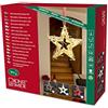 Konstsmide 6219-100 / Figura in legno LED stella marrone con nastro in tessile rosso/bianco / 30 diodi bianco caldo / 24V trasformatore da interno/cavo trasparente