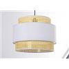 DRW Lampada da soffitto con 3 anelli di vimini e cotone bianco 40 x 30 cm