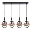 Opviq Chandelier industriale, Black & Copper, altezza 100 cm x larghezza 80 cm x profondità 25 cm | Metal Body, Glass Cap, 4 x E14 Max 40 W | Modern Novelty Design