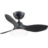 Eden pulse Ventilatore nero 3 pale, 6 velocità, LED integrato 36 W 2880 lm, remoto+tempor+memoria 35/47,5x82x82 cm