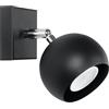 SOLLUX lighting Lampada da Parete Interna - Lampada da Muro in Acciaio - 1 Paralume - Lampada LED - Nero Oculare