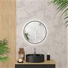 AURLANE Specchio da bagno rotondo con illuminazione a LED e contorno nero - Ø50 cm - GO Black LED