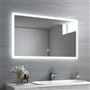 EMKE Specchio da bagno a LED, 100 x 60 cm, con illuminazione, bianco freddo, specchio da parete con interruttore touch, IP44, a risparmio energetico