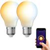 Xanlite PACK2KEKE2KE2KE, A60, Opaca, 9 W, LED, variazione di luminosità, collegata Alexa, Google Home, Lampadina E27, 806 lm, Confezione da 2 806GCC. T, E27-A60, 2 unità