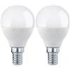 Eglo E14 LED dimmerabile, lampadina 5,5 Watt (equivalente a 40 Watt), 470 Lumen, 3000 Kelvin, lampadina bianco caldo, lampadina bianco opale, P45, Ø 4,5 cm (Confezione da 2)