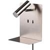 Trio Leuchten Element 222570207 - Lampada da parete a LED, in metallo nichelato opaco, 1 LED da 3 W, presa di ricarica USB