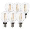 Garza - Confezione da 6 Lampadine LED a Filamento Sferico, Attacco E14, Luce calda (2700k), 4W, 470 Lumen, Angolo di illuminazione di 240°, IRC 80