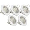 Xanlite PACK5SP50ABCW - Set di 5 faretti da incasso con lampadine LED GU10 incluse, 50 W, bianco neutro