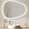 EMKE Specchio Bagno con Illuminazione, 60 x 45 cm, Specchio LED Asimmetrico, Interruttore Tocco, 3 Colori Luce Regolabili, Specchio Antinebbia