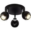 BRILLIANT lampada Ina LED spot roundel 3 luci nero/cromo | 3x LED-PAR51, GU10, 3W lampade a riflettore LED incluse, (250lm, 3000K) | Scala da A ++ a E | Testa orientabile