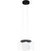 Eglo lampada a sospensione a LED Briaglia-c, dimmerabile per sala da pranzo, su tavolo per smart home, palla di vetro con cilindro interno satinato, struttura in metallo nero, RGB