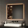 EMKE Specchio da bagno LED 60 x 50 cm con retroilluminazione, interruttore meccanico e anti-appannamento, due colori di luce bianca e calda