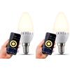 B.K.Licht Lampadina LED smart E14, dimmerabile con App smartphone, luce calda 2700K, adatta al controllo vocale, lampadina Wi-Fi 5.5W 470Lm, attacco piccolo E14 (Confezione da 2)